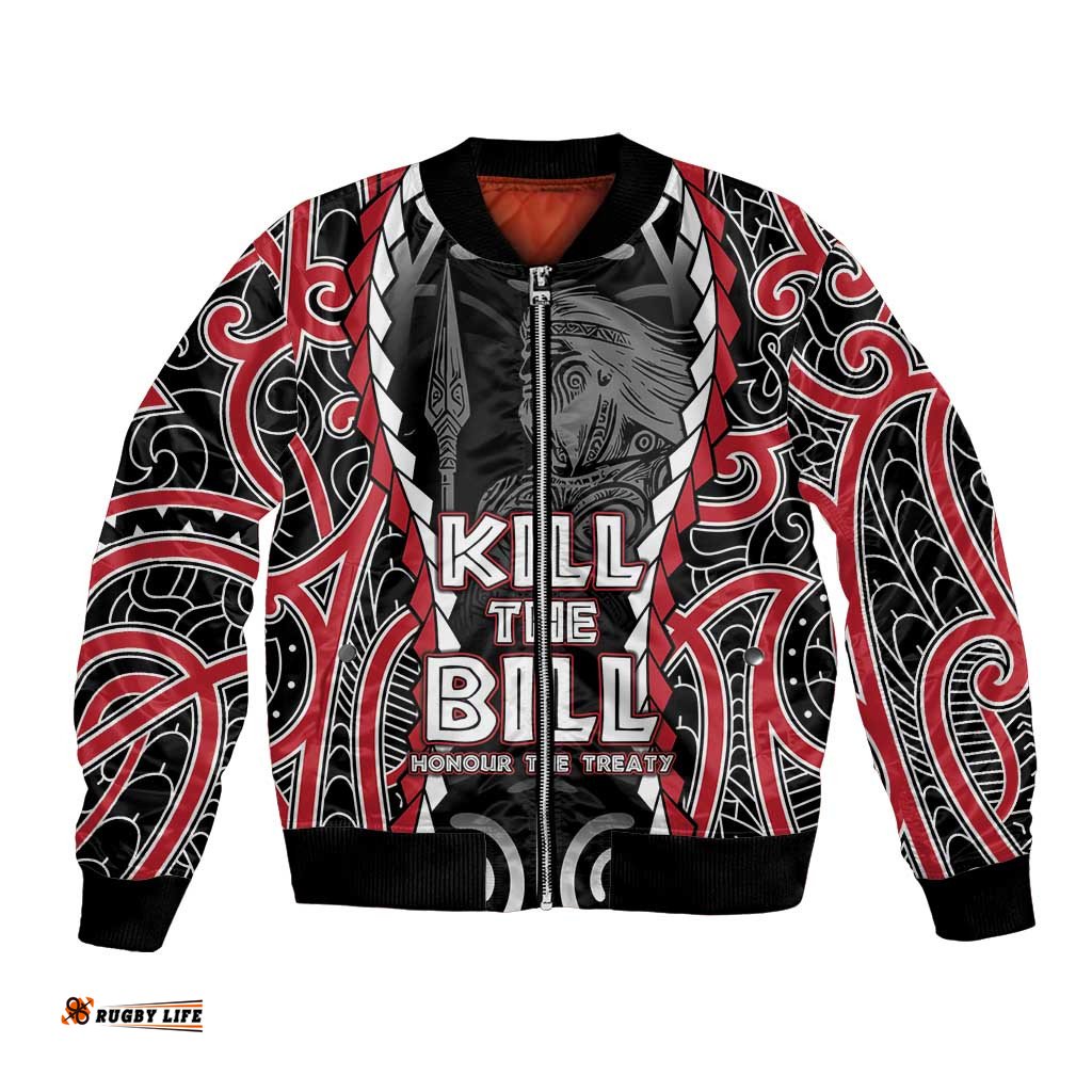 Aotearoa Waitangi Day Bomber Jacket Maori Warrior Tribal Tattoo LT05