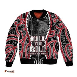 Aotearoa Waitangi Day Bomber Jacket Maori Warrior Tribal Tattoo LT05