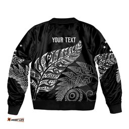 Aotearoa Personalized Lawn Bowls Maori Bomber Jacket New Zealand Black Tribal Silver Fern LT7