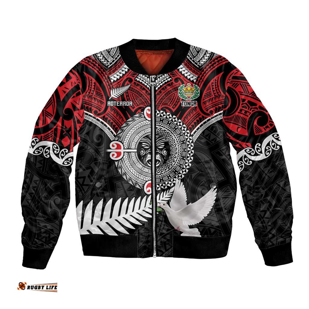 Aotearoa and Tonga Mo Te Tiriti Bomber Jacket New Zealand Honour The Treaty Ake!Ake!Ake! LT9