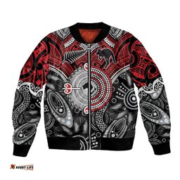 Aotearoa and Australia Bomber Jacket New Zealand Honour The Treaty Ake!Ake!Ake! LT9