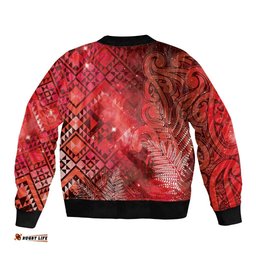 Aotearoa Taniko Matariki Bomber Jacket Cosmic Red LT7