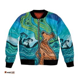 Aussie Aurora Borealis Aboriginal Art Bomber Jacket LT7