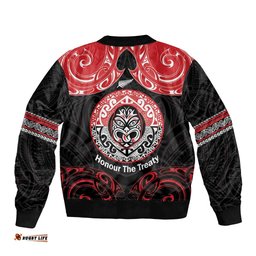 Aotearoa Toitu Te Tiriti Bomber Jacket Haka Tiki Honour The Treaty LT14