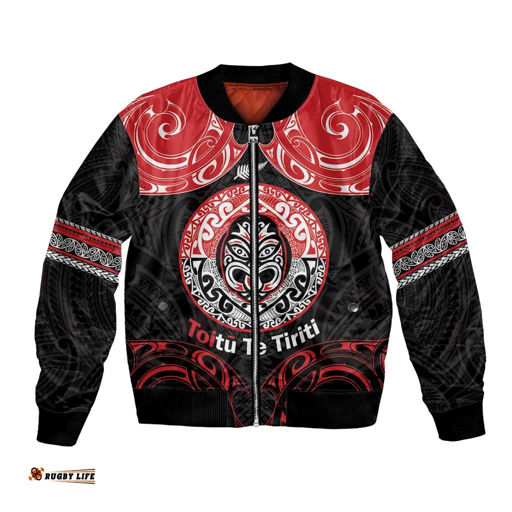 Aotearoa Toitu Te Tiriti Bomber Jacket Haka Tiki Honour The Treaty LT14