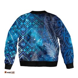 Aotearoa Taniko Matariki Bomber Jacket Cosmic Blue LT7