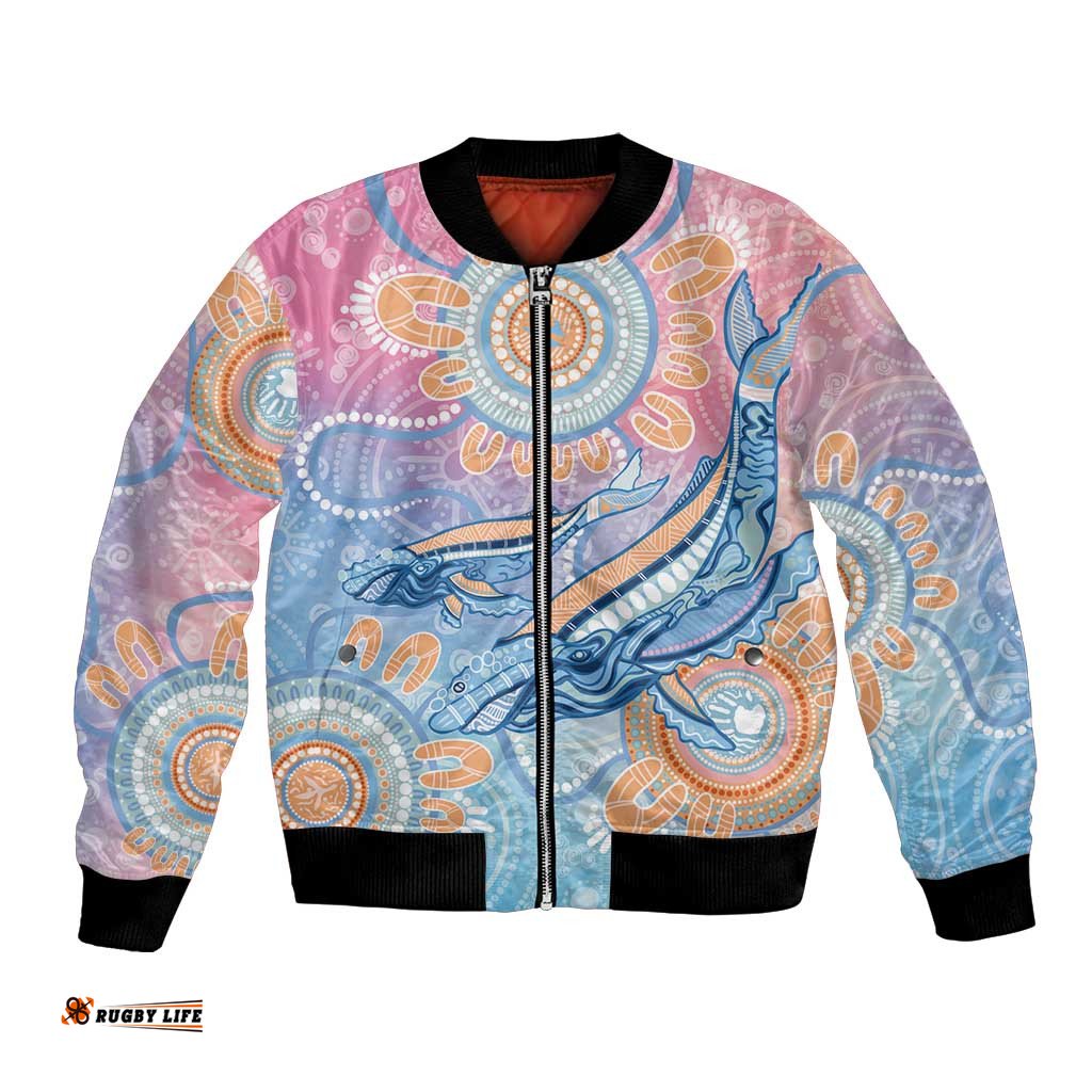 Aussie NAIDOC Week Pastel Bomber Jacket Dreaming Whales LT7
