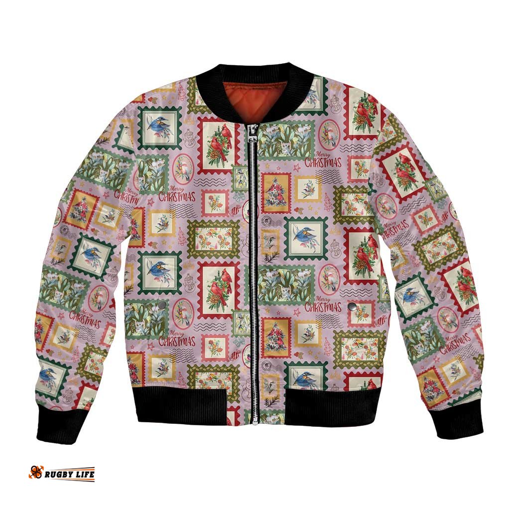 Aussie Birds Christmas La La Land Bomber Jacket Pink Vintage Stamp Edition LT9