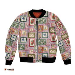 Aussie Birds Christmas La La Land Bomber Jacket Pink Vintage Stamp Edition LT9