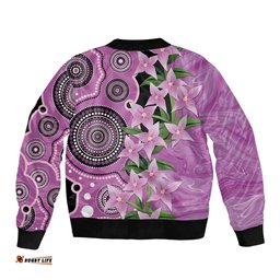 Australia Boronia Bomber Jacket Aussie Native Flowers Indigenous Art LT14