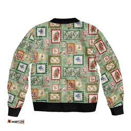 Aussie Birds Christmas La La Land Bomber Jacket Green Vintage Stamp Edition LT9