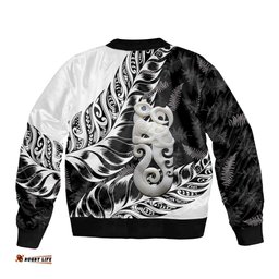 Aotearoa Manaia NZ Maori Silver Fern Bomber Jacket LT14