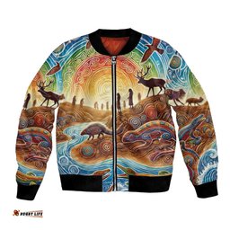 Aboriginal Dreamtime Animals Stories Bomber Jacket LT9