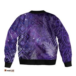 Aotearoa Taniko Matariki Bomber Jacket Cosmic Violet LT7