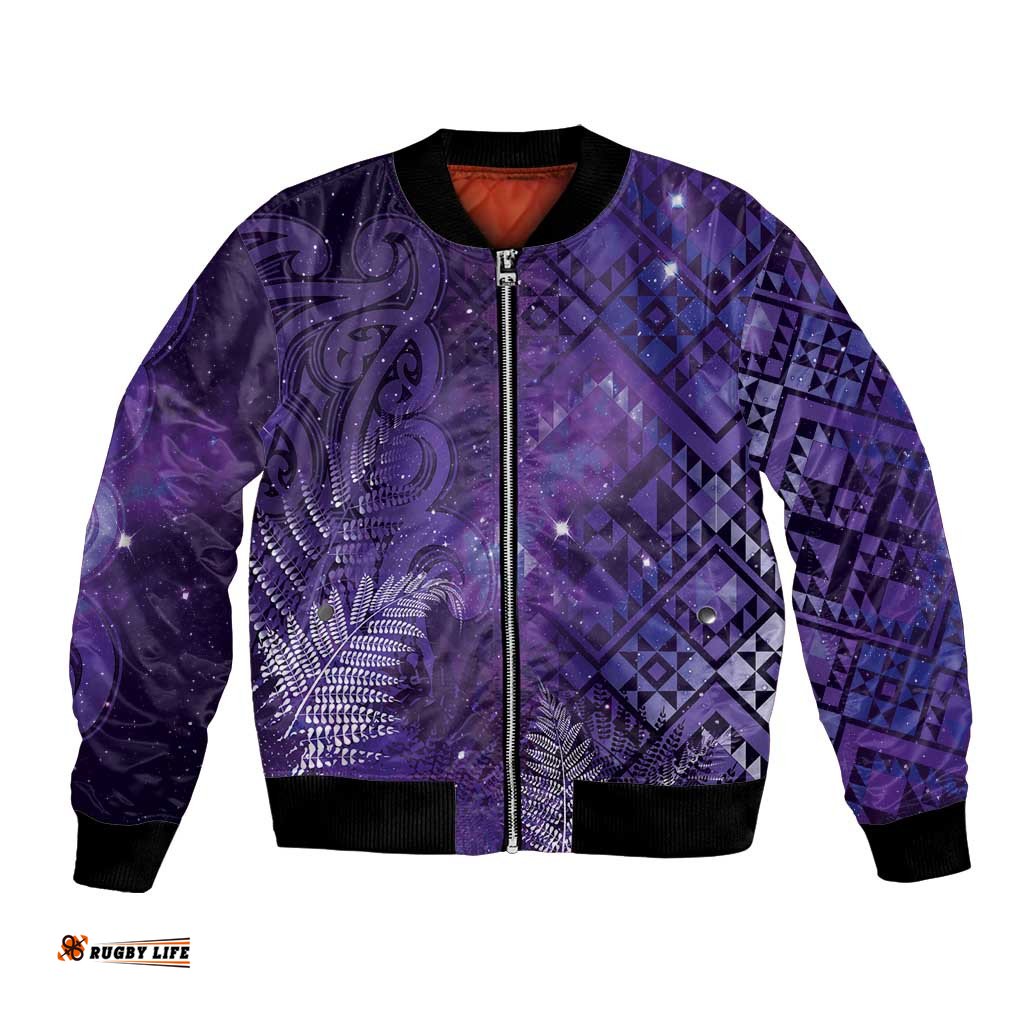 Aotearoa Taniko Matariki Bomber Jacket Cosmic Violet LT7