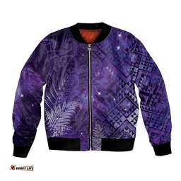 Aotearoa Taniko Matariki Bomber Jacket Cosmic Violet LT7