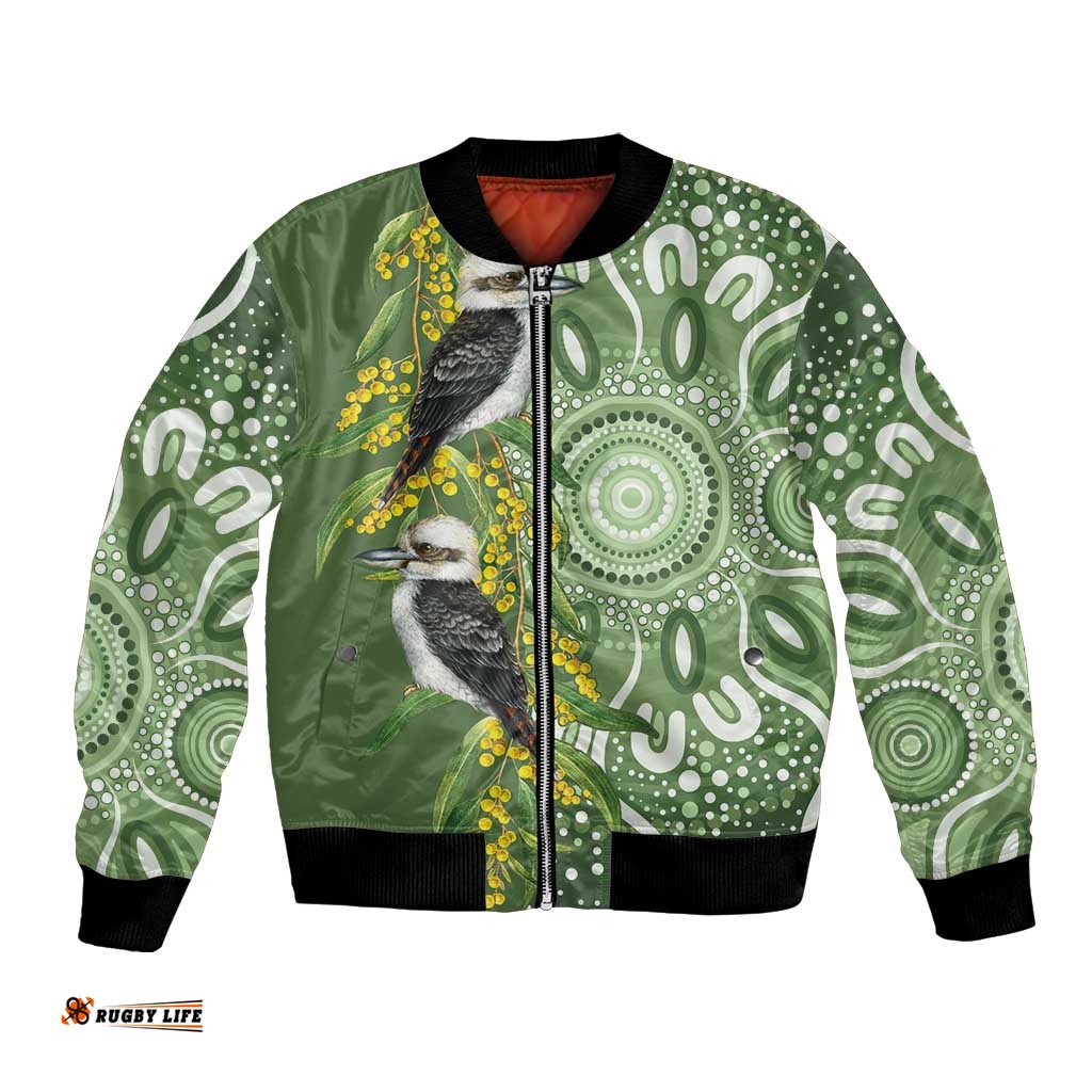 Aussie Kokaburra Golden Wattle Bomber Jacket Aboriginal with National Color LT9