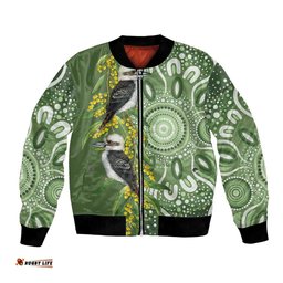 Aussie Kokaburra Golden Wattle Bomber Jacket Aboriginal with National Color LT9