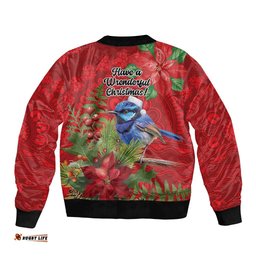 Aussie Superb Fairywren Bird Bomber Jacket Aboriginal Inspired Christmas LT9