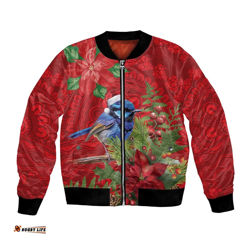 Aussie Superb Fairywren Bird Bomber Jacket Aboriginal Inspired Christmas LT9