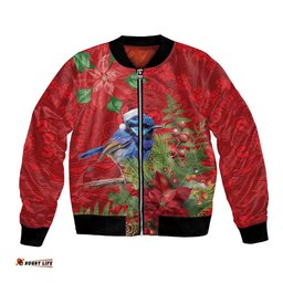 Aussie Superb Fairywren Bird Bomber Jacket Aboriginal Inspired Christmas LT9