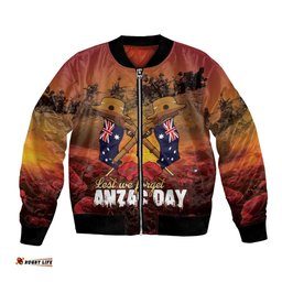 ANZAC Day Lest We Forget Bomber Jacket Australian Veterans Remembrance Tribute LT18