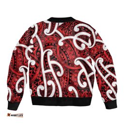 Aotearoa Maori Kowhaiwhai Bomber Jacket Whero Puhoro and Patiki LT9