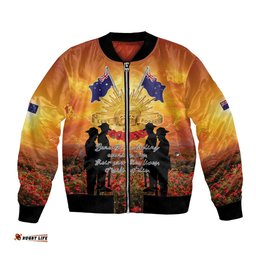 ANZAC Day Bomber Jacket Remembrance Tribute Soldiers And Poppy Field LT05