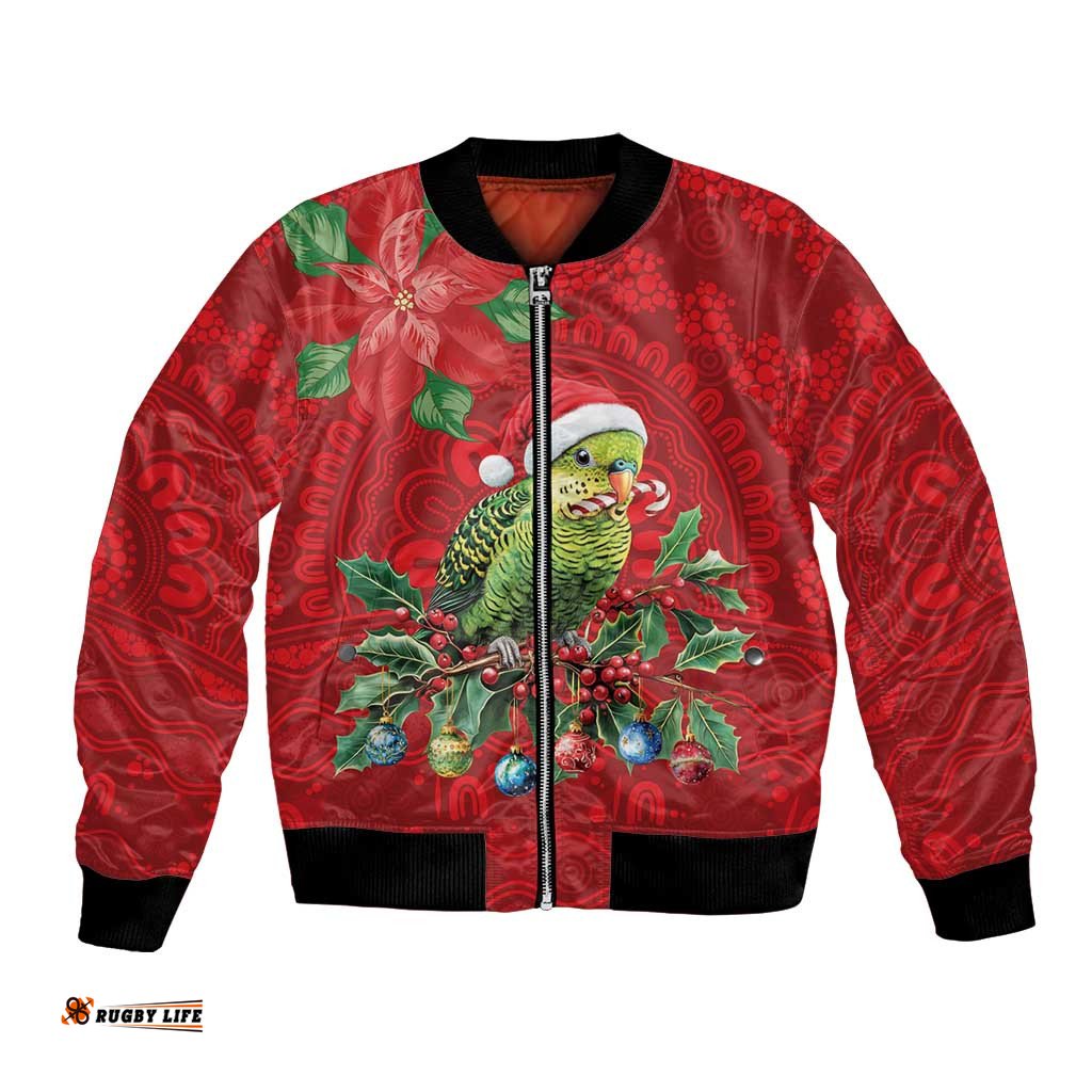 Aussie Green Budgerigar Bomber Jacket Aboriginal Inspired Christmas LT9