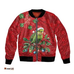 Aussie Green Budgerigar Bomber Jacket Aboriginal Inspired Christmas LT9