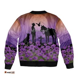 Australia ANZAC Animal Heroes Bomber Jacket Purple Poppies LT7