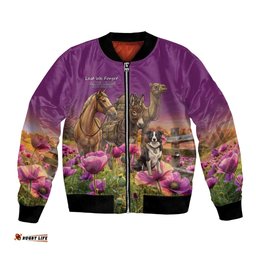 ANZAC Day Bomber Jacket Lest We Forget The Animals Of War LT15