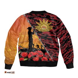 ANZAC Lest We Forget Bomber Jacket Australian Army Poppy Tribute LT15