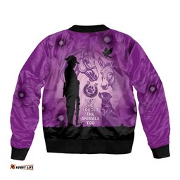 Australia Animals ANZAC Day Bomber Jacket Lest We Forget The Animals Too Purple Poppy LT14