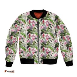 Aussie Pink Cockatoo Flowers Seamless Pattern Bomber Jacket LT9