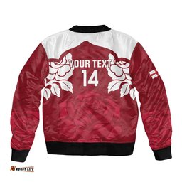Custom England Rugby 2025 Bomber Jacket Go Champions Red Rose LT14