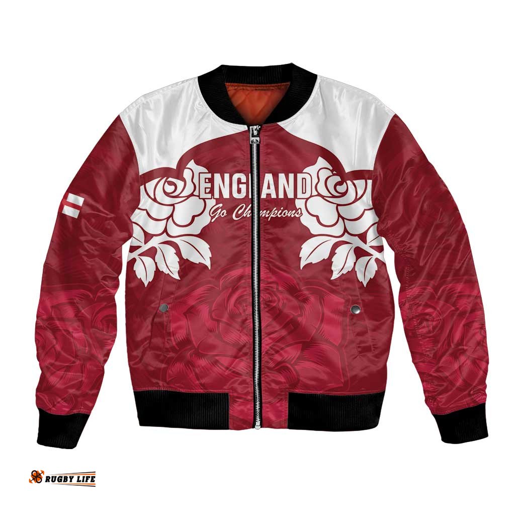Custom England Rugby 2025 Bomber Jacket Go Champions Red Rose LT14
