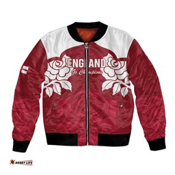 Custom England Rugby 2025 Bomber Jacket Go Champions Red Rose LT14