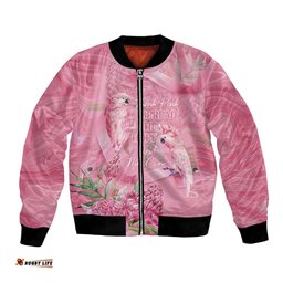 Australia Breast Cancer Awareness Bomber Jacket Think Pink Cockatoos Ribbon LT14