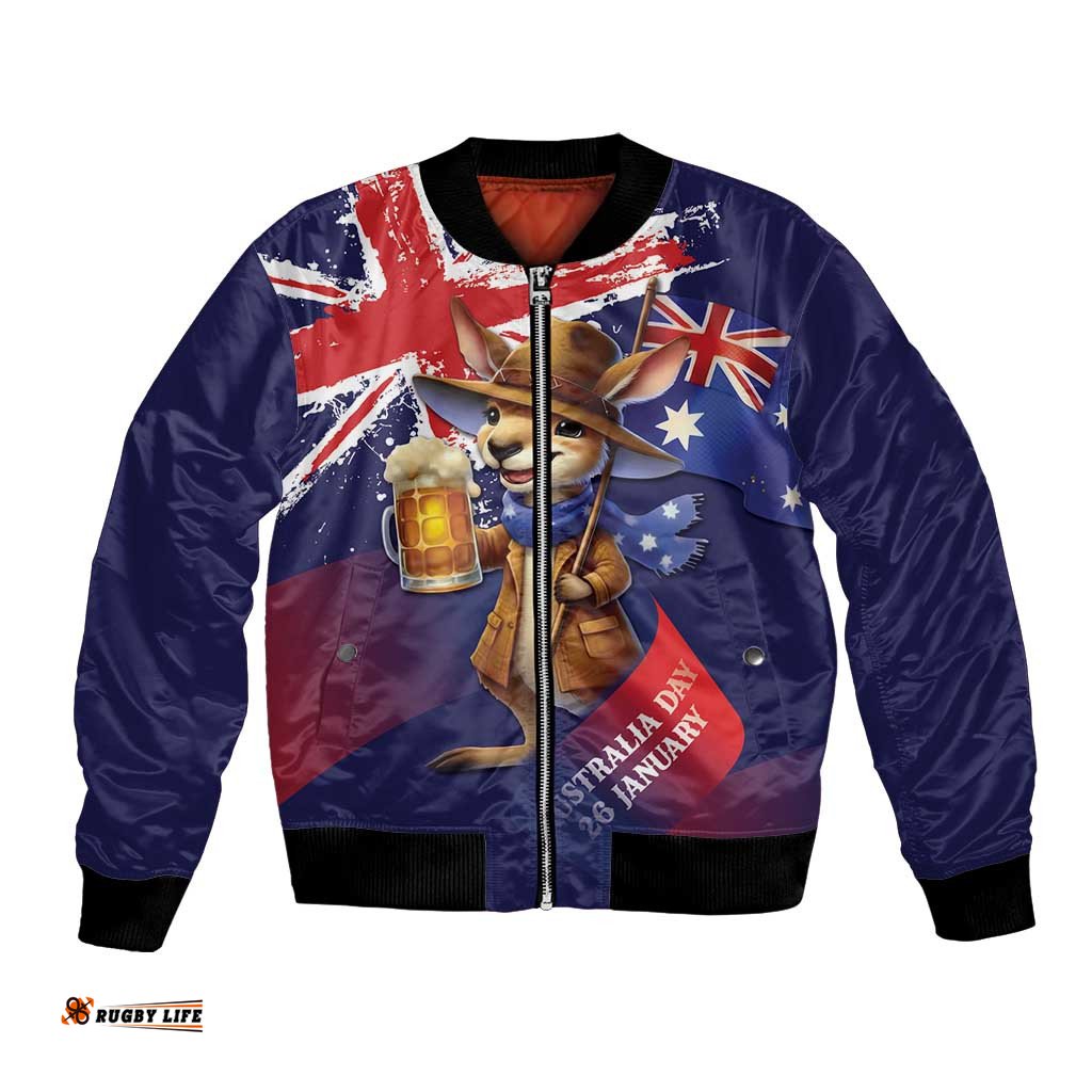 Australia Day Kangaroo Flag Bomber Jacket Aussie Aussie Aussie Oi Oi Oi LT9