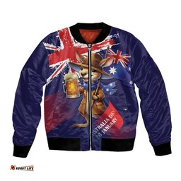 Australia Day Kangaroo Flag Bomber Jacket Aussie Aussie Aussie Oi Oi Oi LT9