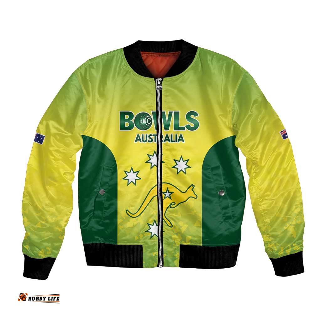 Australian Kangaroo Lawn Bowls Custom Bomber Jacket Aussie Minimalist Style LT9
