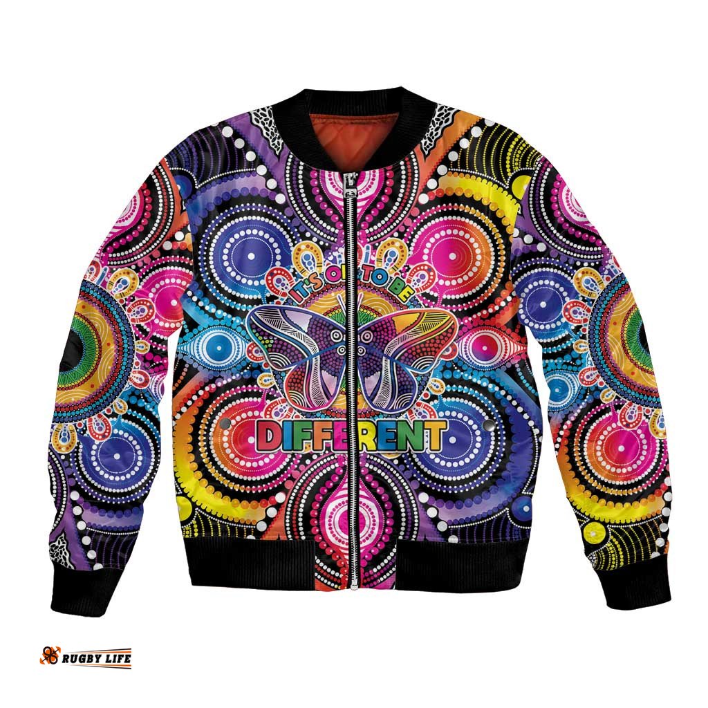 Australia Indigenous Autism Awareness Bomber Jacket Its Okay To Be Different LT05
