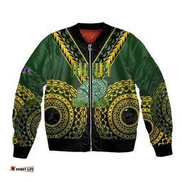 Custom Avaiki Cook Islands Rugby Bomber Jacket Kuki Airani Tatau Black LT14