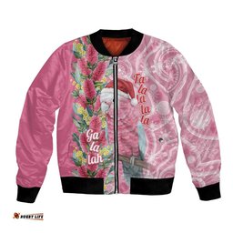 Australia Pink Galah Christmas Bomber Jacket Falalalala Galalah Bottlebrush Aboriginal Art LT14