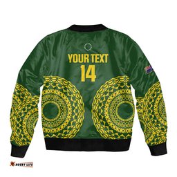 Custom Avaiki Cook Islands Rugby Bomber Jacket Kuki Airani Tatau Green LT14