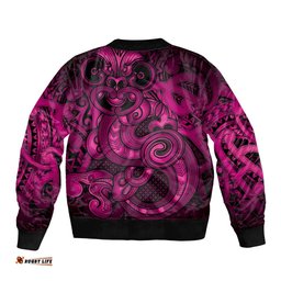 Aotearoa Maori Hei Tiki Bomber Jacket Mawhero Kowhaiwhai Puhoro Motif LT9