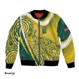 Australia Custom Indigenous Bomber Jacket WC2026 Socceroos Aboriginal Arts LT7