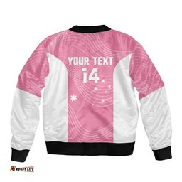 Custom Bowls Australia Breast Cancer Bomber Jacket Pink Ribbon Aussie Map With Kangaroo Emu LT14
