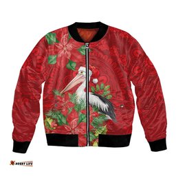 Australian Pelican Bomber Jacket Aboriginal Inspired Christmas LT9